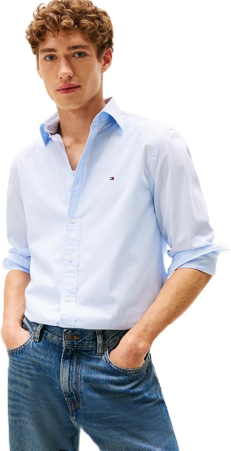 Tommy Hilfiger Camicia Manica Lunga Uomo Mod. MW0MW41399 0A4 Celeste