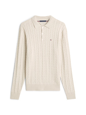 Tommy Hilfiger Polo M/L Uomo Mod. MW0MW41955 HGF Panna