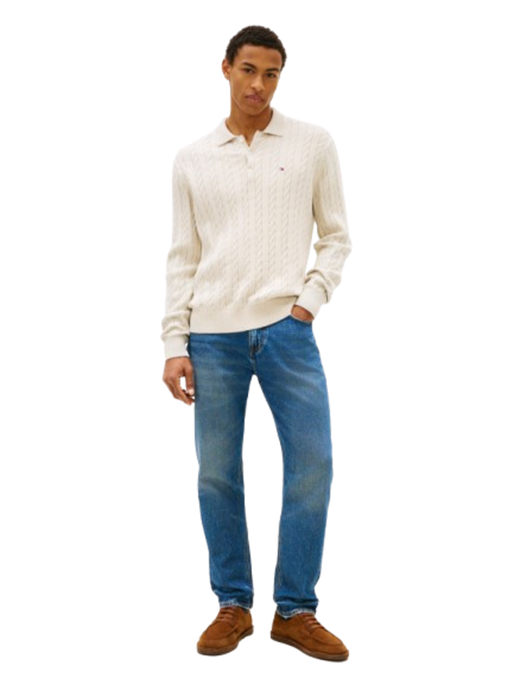 Tommy Hilfiger Polo M/L Uomo Mod. MW0MW41955 HGF Panna