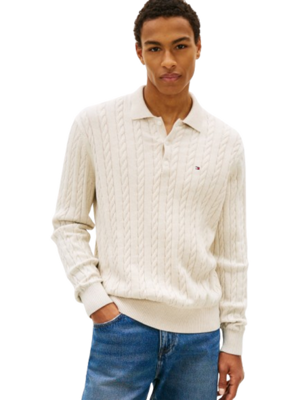 Tommy Hilfiger Polo M/L Uomo Mod. MW0MW41955 HGF Panna
