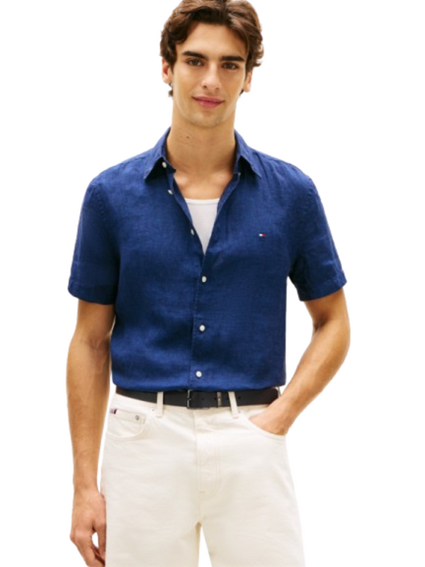 Tommy Hilfiger Camicia m/c Uomo Mod. MWOMW41531 LI DCC Blu