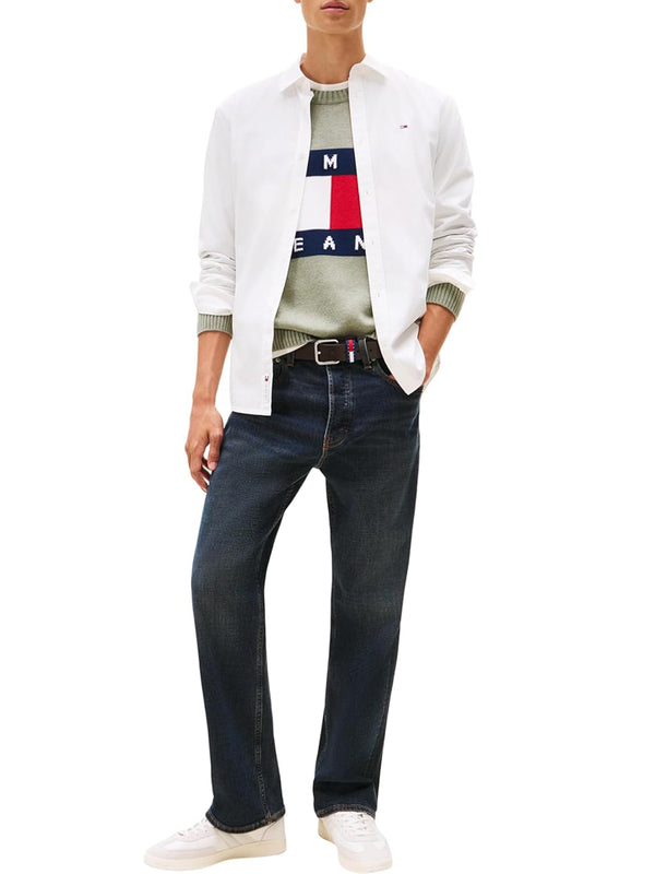 Tommy Hilfiger Camicia m/l Uomo Mod. DM0DM22026 YBL Bianco