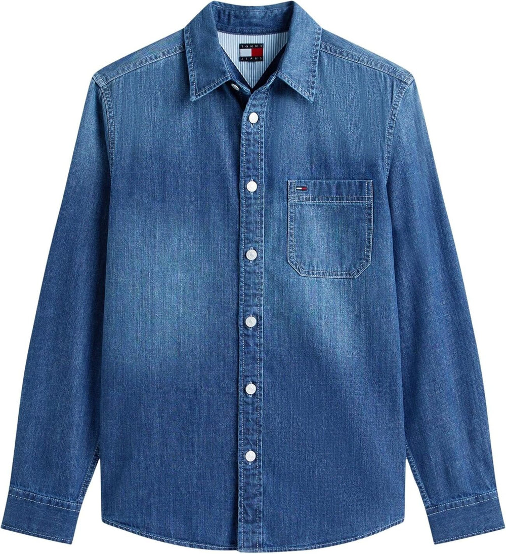 Tommy Hilfiger Camicia Manica Lunga Uomo Mod. DM0DM22303 1BK Denim