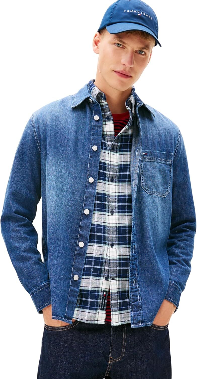 Tommy Hilfiger Camicia Manica Lunga Uomo Mod. DM0DM22303 1BK Denim