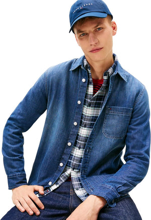 Tommy Hilfiger Camicia Manica Lunga Uomo Mod. DM0DM22303 1BK Denim