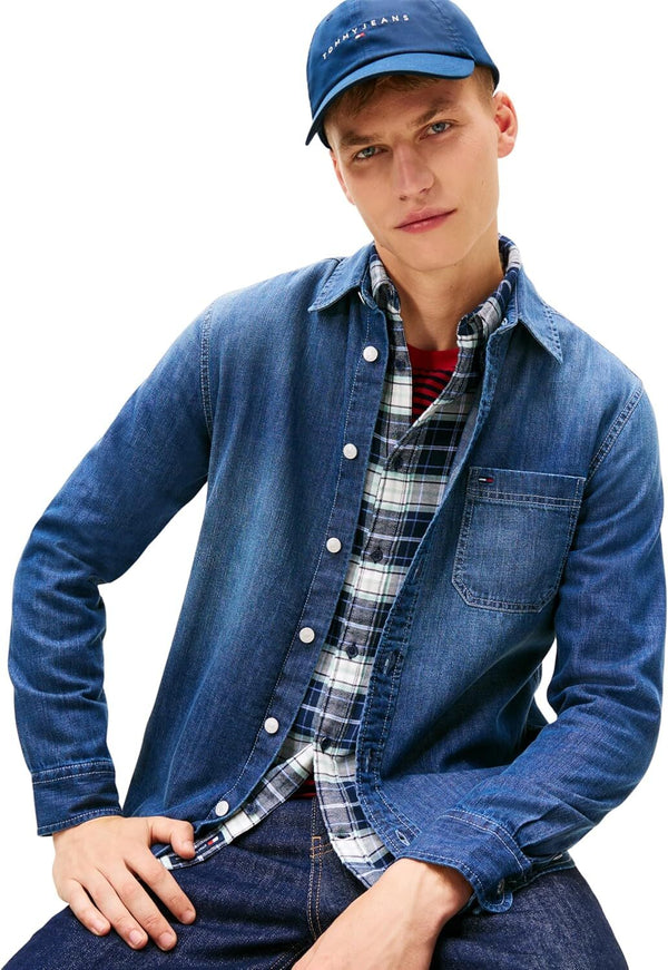 Tommy Hilfiger Camicia Manica Lunga Uomo Mod. DM0DM22303 1BK Denim