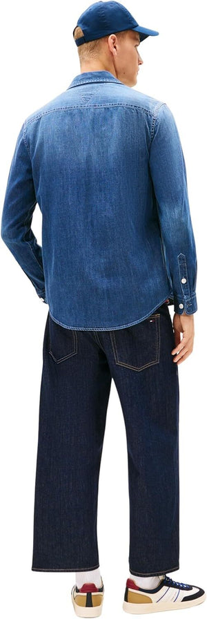 Tommy Hilfiger Camicia Manica Lunga Uomo Mod. DM0DM22303 1BK Denim