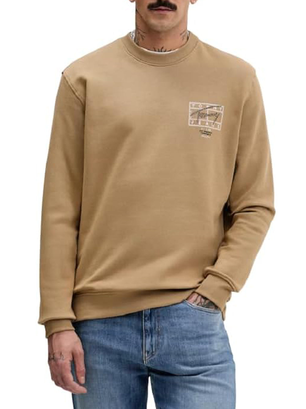 Tommy Hilfiger Felpa Girocollo Uomo Mod. DM0DM22366 AEN Beige