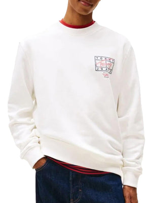 Tommy Hilfiger Felpa Girocollo Uomo Mod. DM0DM22366 YBL Bianco