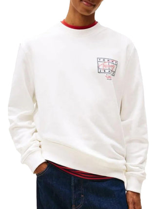Tommy Hilfiger Felpa Girocollo Uomo Mod. DM0DM22366 YBL Bianco