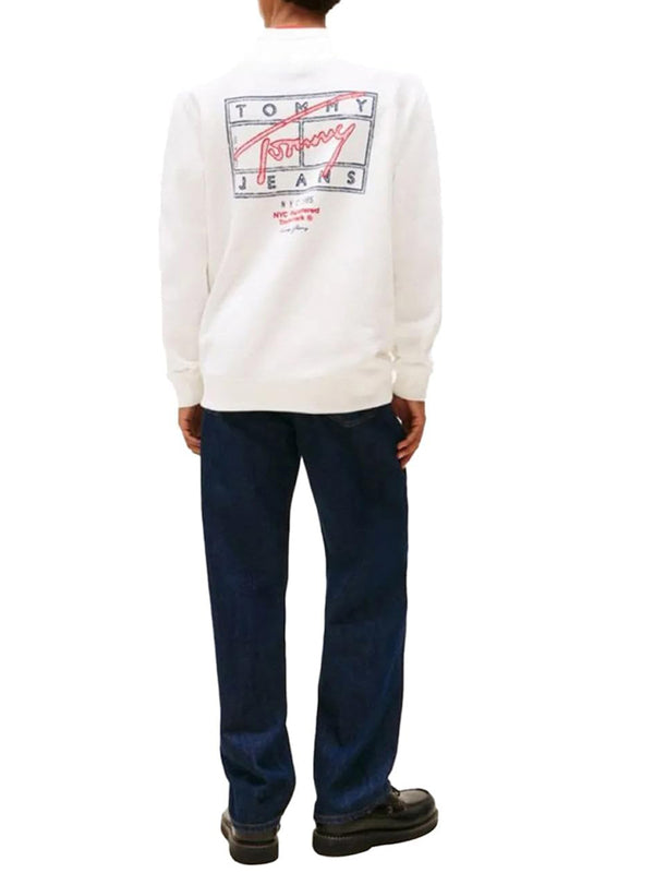 Tommy Hilfiger Felpa Girocollo Uomo Mod. DM0DM22366 YBL Bianco