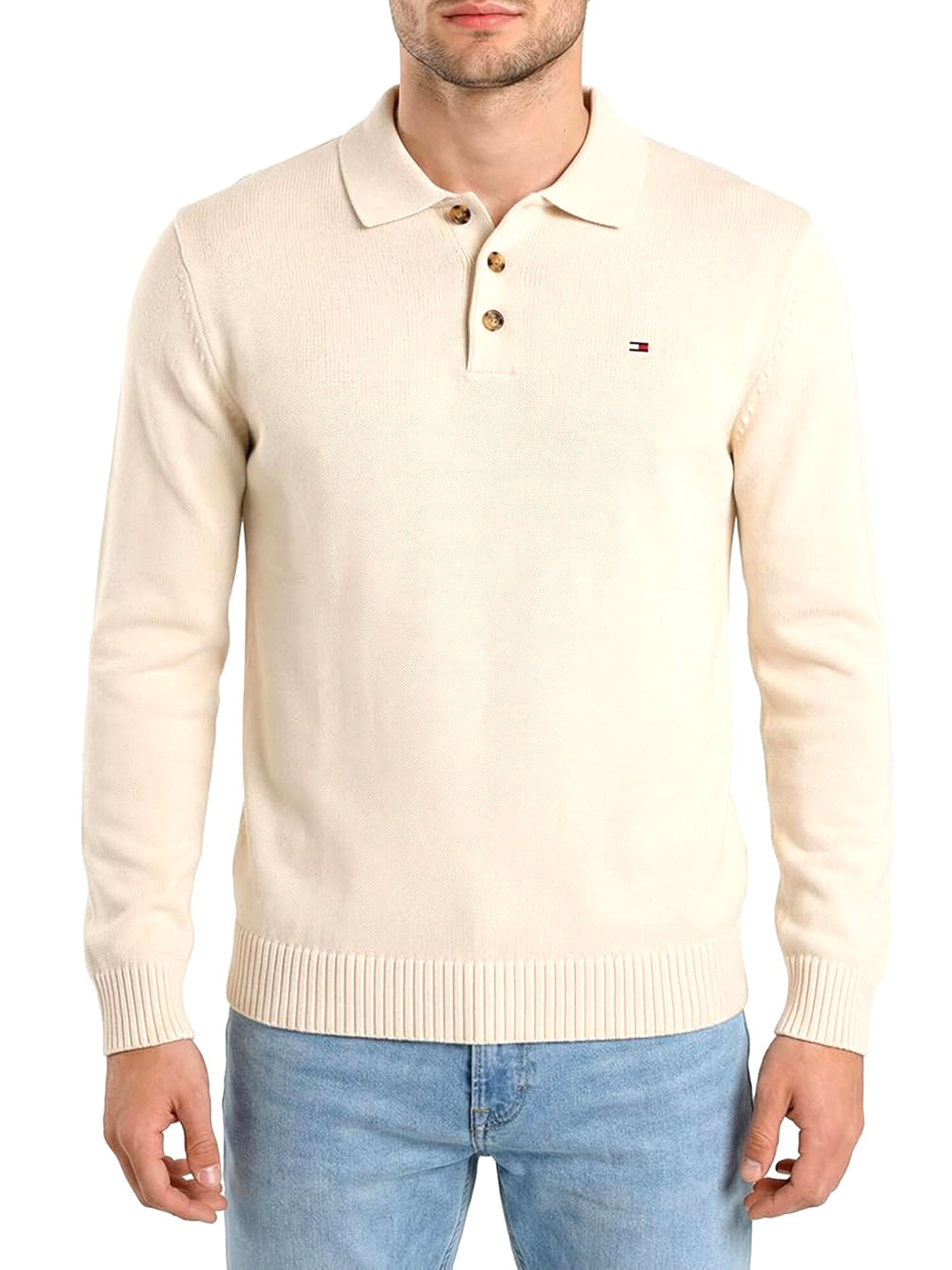 Tommy Hilfiger Polo Manica Lunga Uomo Mod. DM0DM22647 YBH Bianco