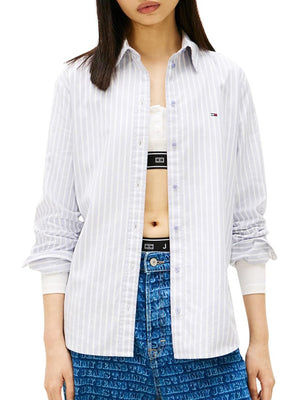 Tommy Hilfiger Camicia Manica Lunga Donna Mod. DW0DW19890 C5U Celeste