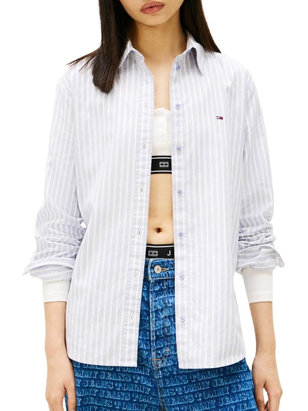 Tommy Hilfiger Camicia Manica Lunga Donna Mod. DW0DW19890 C5U Celeste