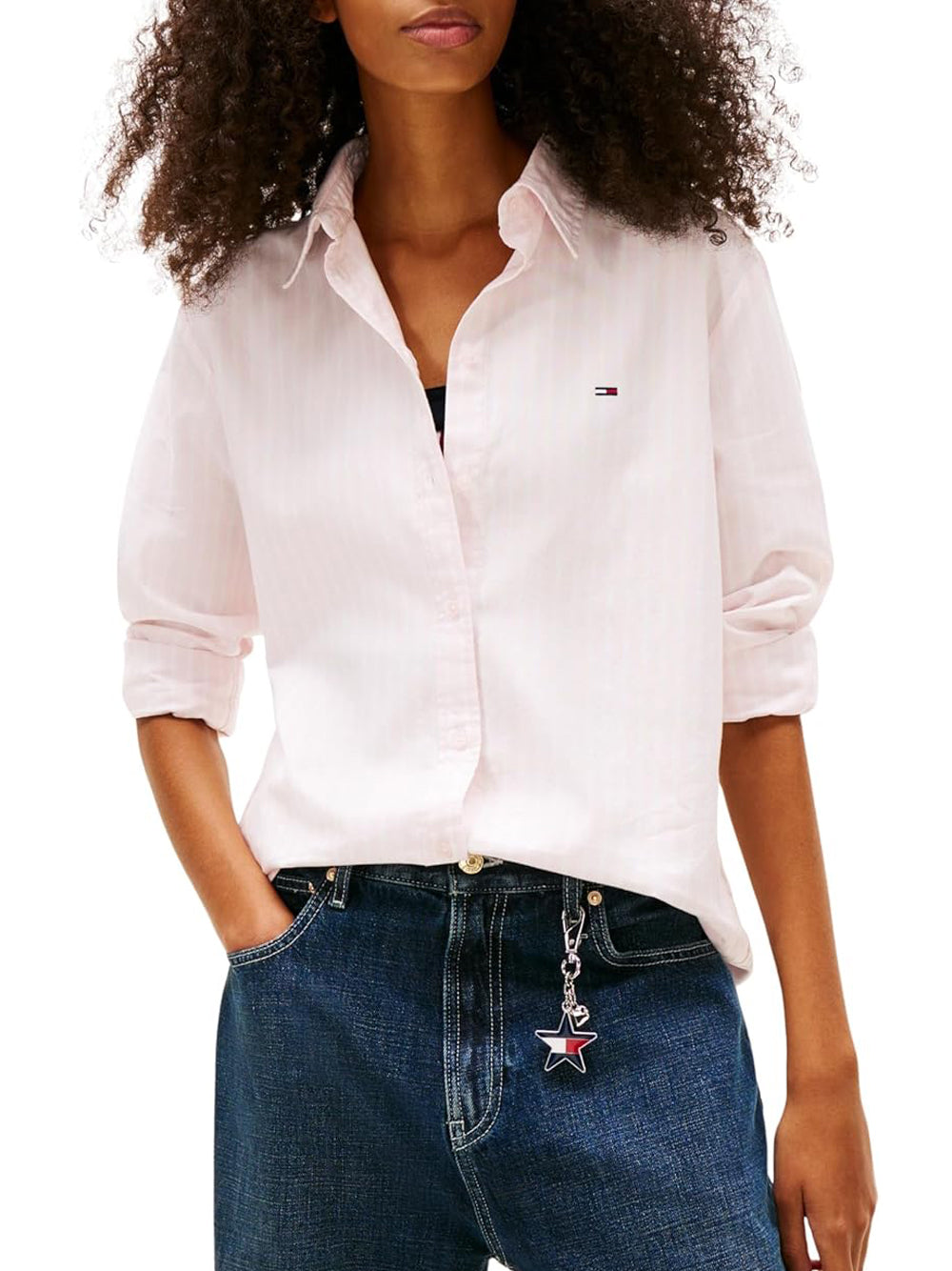Tommy Hilfiger Camicia Manica Lunga Donna Mod. DW0DW19890 TOG Rosa