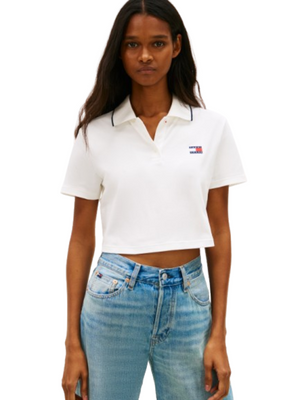 Tommy Hilfiger Polo M/C Donna Mod. DW0DW21363 YBL Bianco