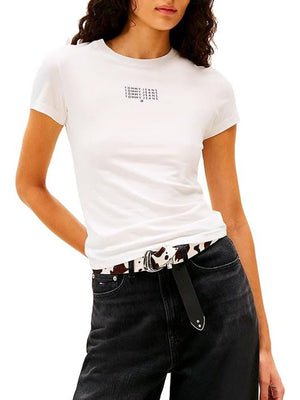 Tommy Hilfiger T-shirt Donna Mod. DW0DW21841 YBL Bianco