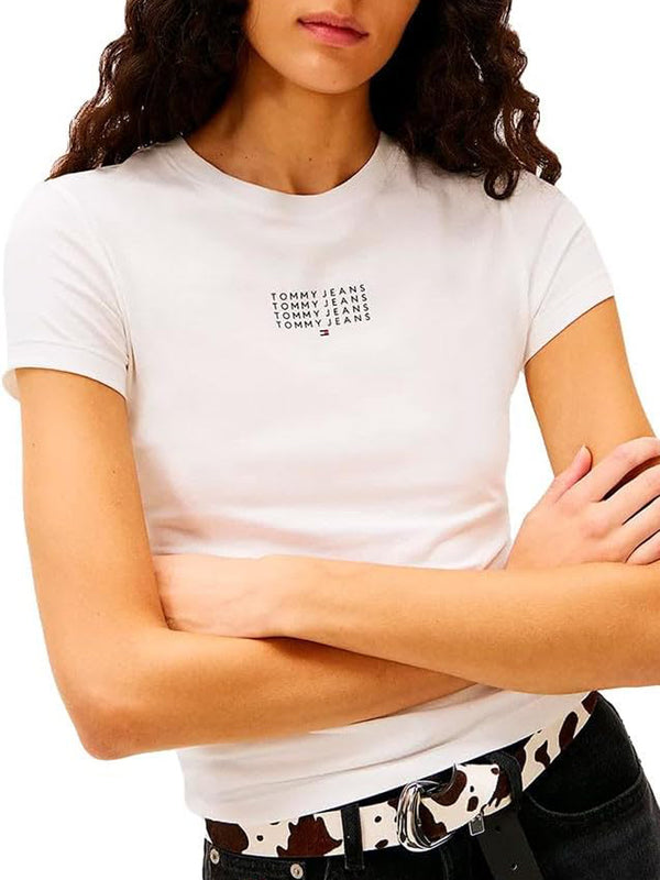 Tommy Hilfiger T-shirt Donna Mod. DW0DW21841 YBL Bianco