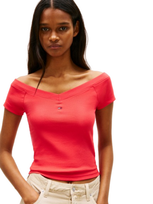 Tommy Hilfiger T-shirt Donna Mod. DW0DW22265 XK3 Rosso