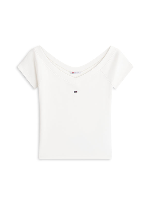 Tommy Hilfiger T-shirt Donna Mod. DW0DW22265 YBL Bianco