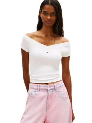 Tommy Hilfiger T-shirt Donna Mod. DW0DW22265 YBL Bianco