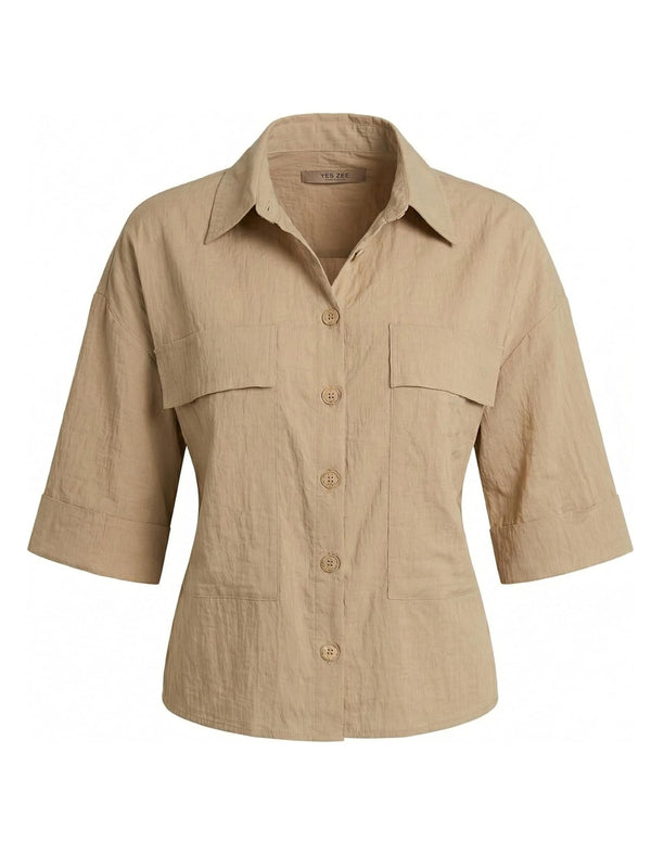 Yes Zee Camicia Manica Corta Donna Mod. G210 EV00 0298 Tortora