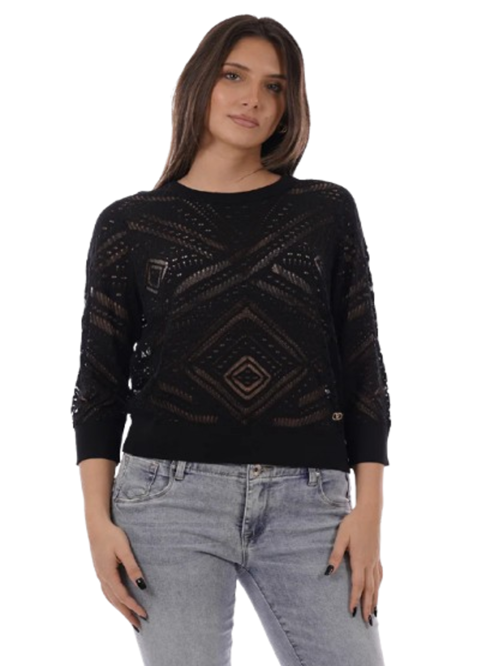 Yes Zee Maglia Donna Mod. M437 BR00 0801 Nero