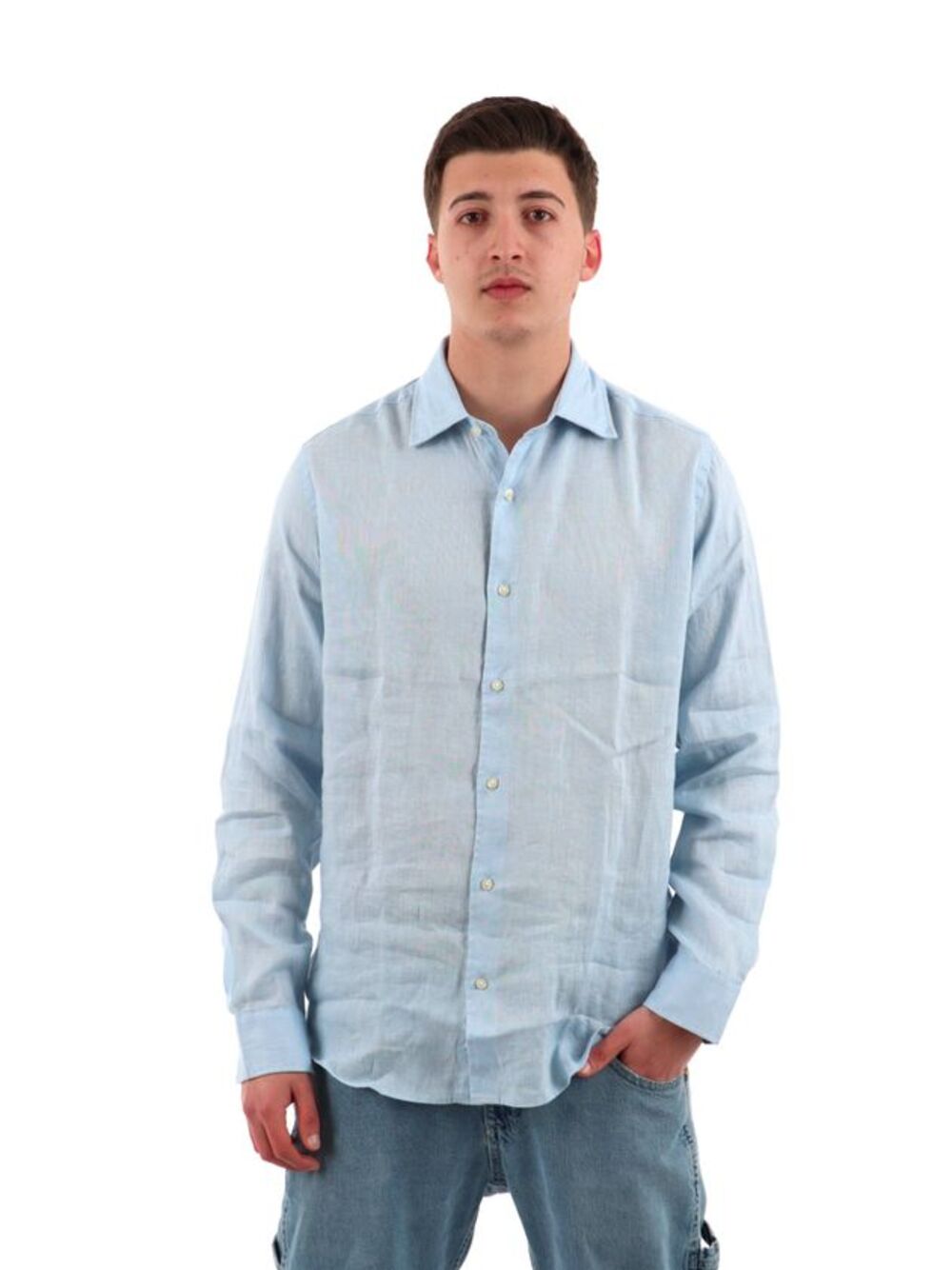 YOS Camicia m/l Uomo Mod. 9432900 LINO-FRANCIA 214 Celeste