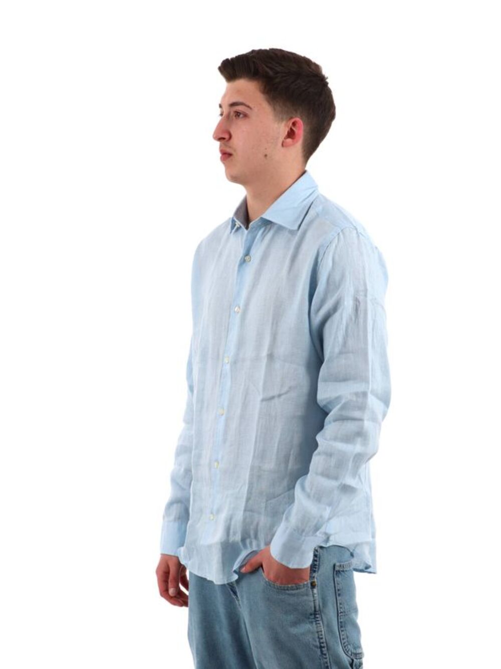 YOS Camicia m/l Uomo Mod. 9432900 LINO-FRANCIA 214 Celeste