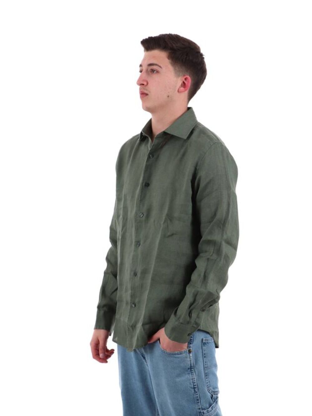 YOS Camicia m/l Uomo Mod. 9432900 LINO-FRANCIA 331 Sottobosco