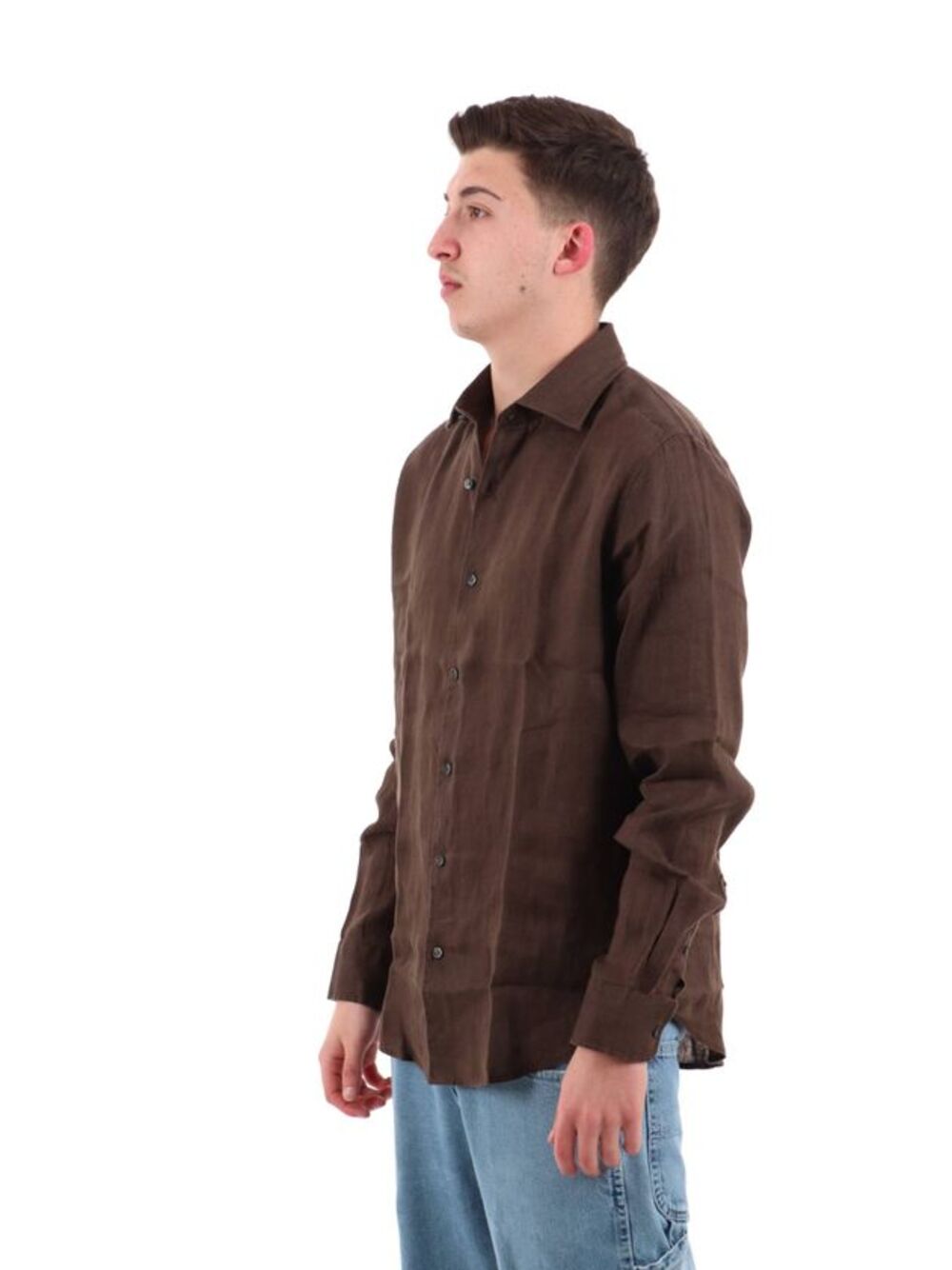 YOS Camicia m/l Uomo Mod. 9432900 LINO-FRANCIA 679 Cioccolato