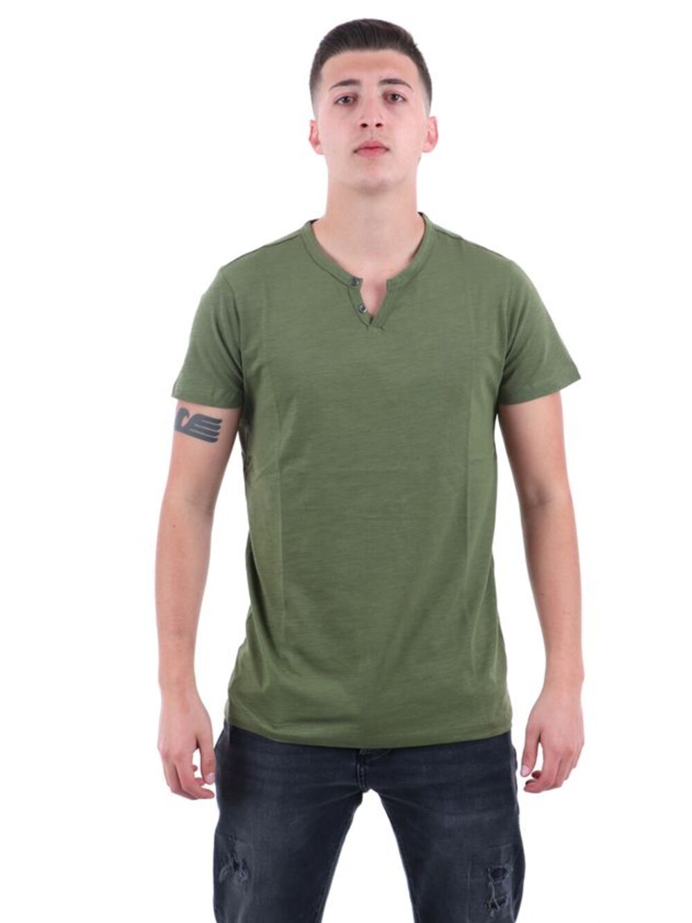 YOS T-shirt Uomo Mod. TS003028 SERAF-V ARMY ARMY