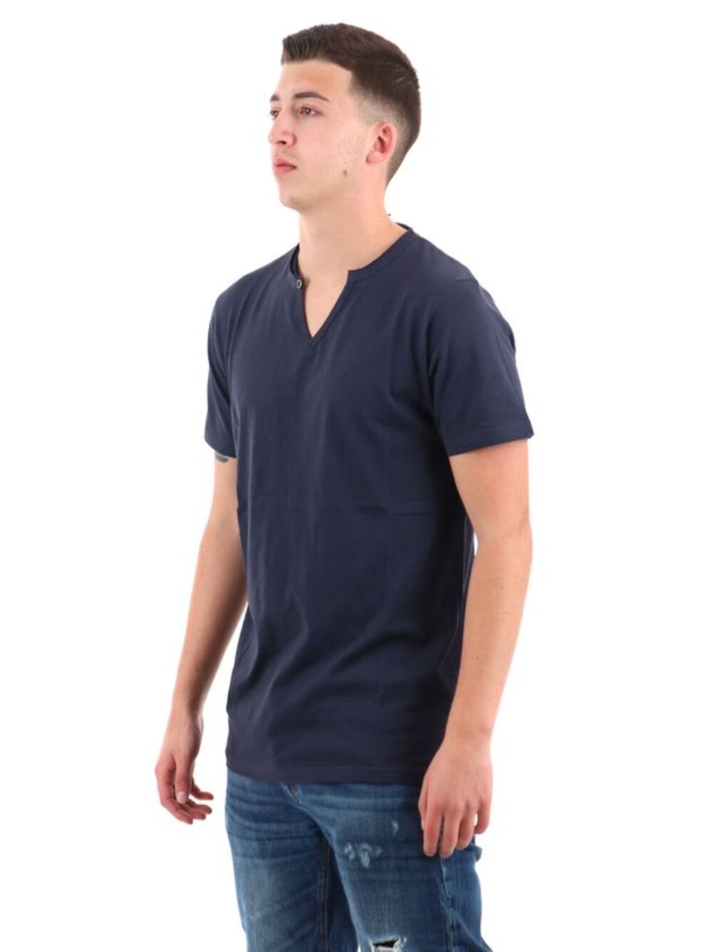 YOS T-shirt Uomo Mod. TS003028 SERAF-V NAVY NAVY