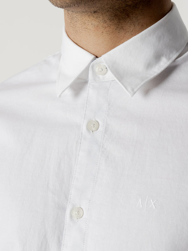 A|X Armani Exchange Camicia m/l Uomo Mod. 8NZCGB Z8ANZ 0130 Bianco