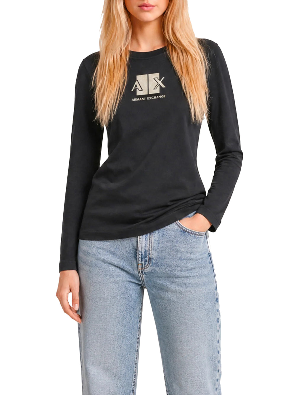 A|X Armani Exchange T-shitr ml Donna Mod. XW002774 AF10356 UC001 Nero