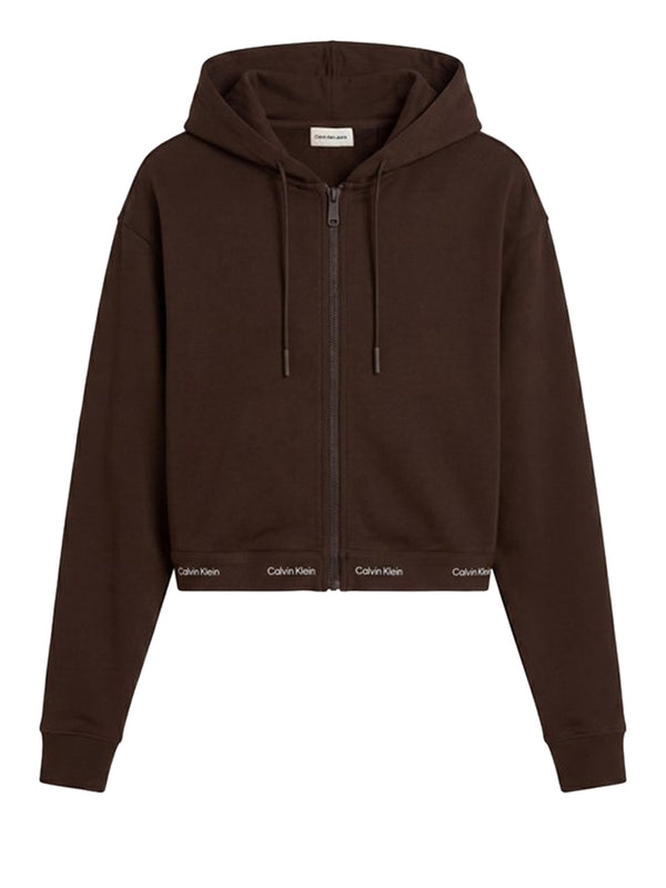 Calvin Klein Jeans Felpa Zip Donna Mod. LV047G252G T02 CAFFE