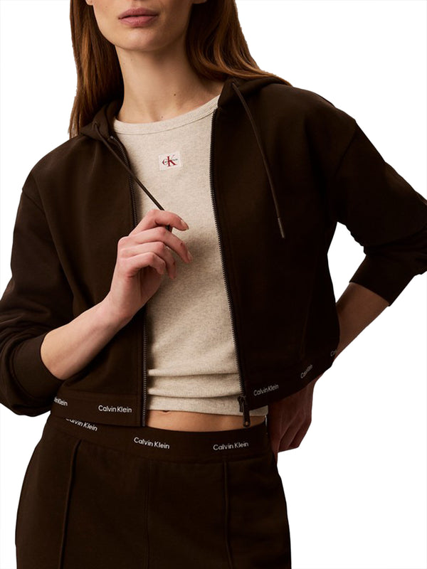 Calvin Klein Jeans Felpa Zip Donna Mod. LV047G252G T02 CAFFE