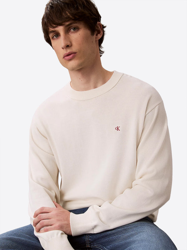 Calvin Klein Jeans Maglione Girocollo Uomo Mod. LV04RC309G YAS Bianco