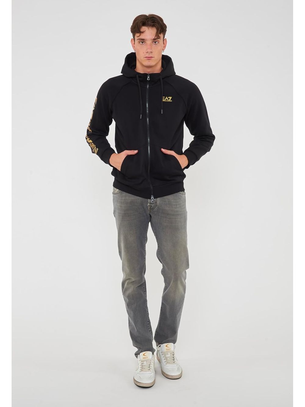 Ea7 Emporio Armani Felpa Zip Uomo Mod. 7M001047 AF10377 MC004 Nero
