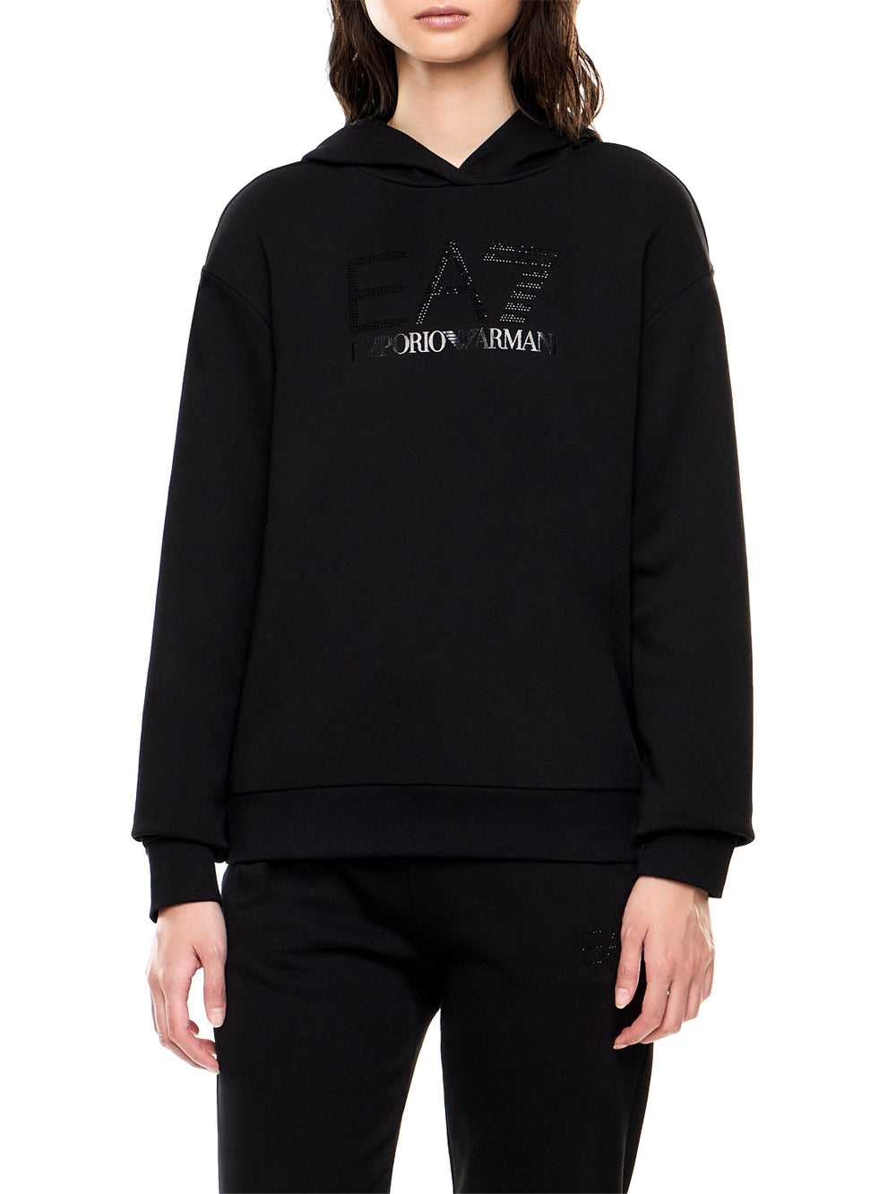 Ea7 Emporio Armani Felpa cappuccio Donna Mod. 7W000537 AF15831 MC043 Nero