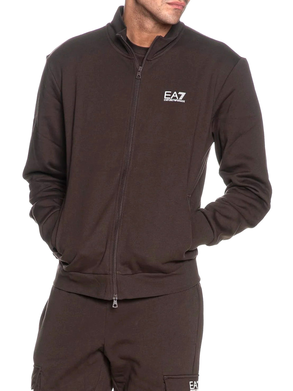 Ea7 Emporio Armani Felpa Zip Uomo Mod. 8NPM36 PJVTZ U6027 Moro