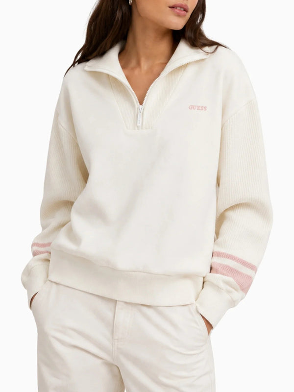 Guess Felpa Zip Donna Mod. V6BQ14 K6346 G012 Panna