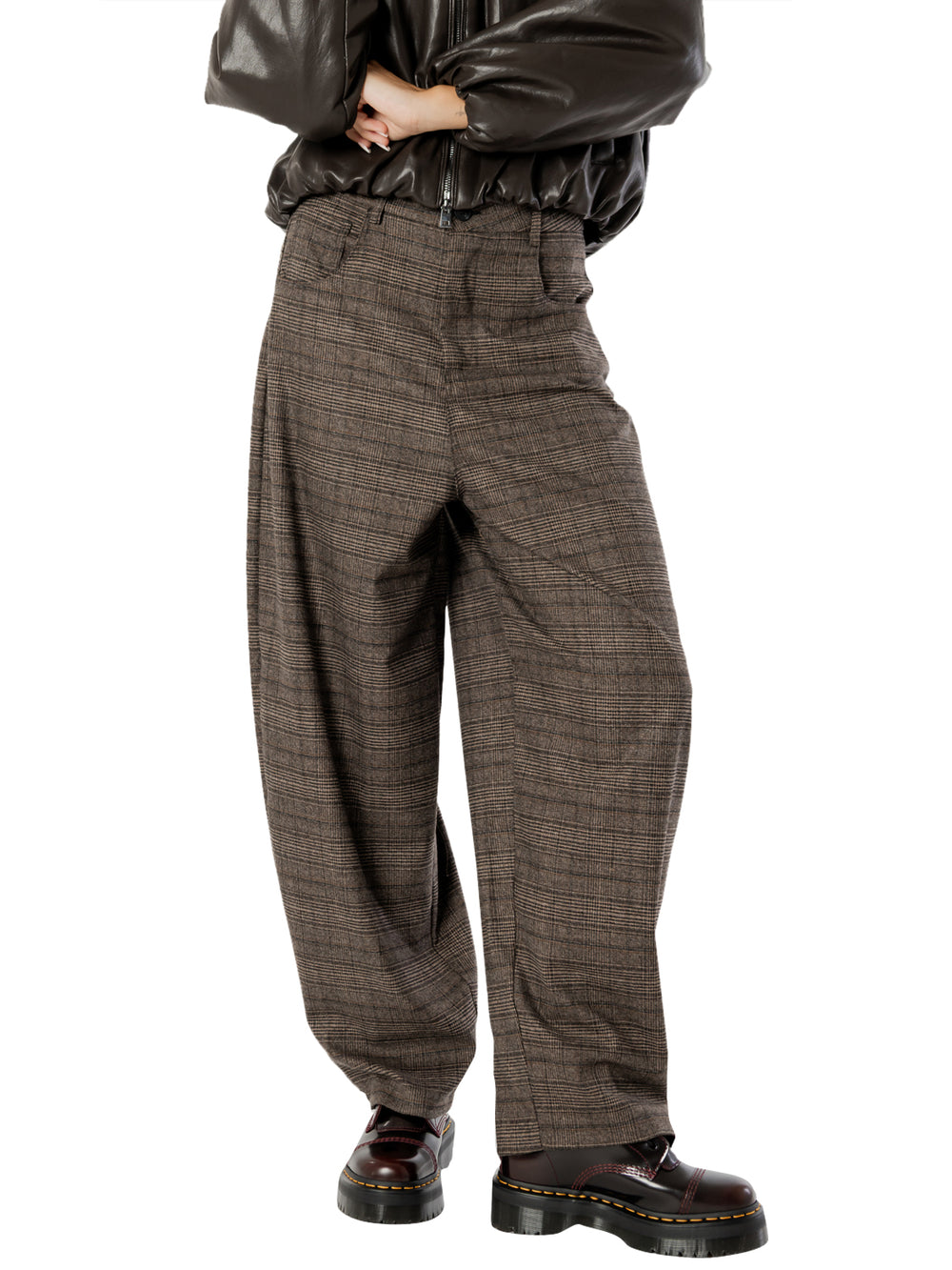 I AM Pantalone Donna Mod. 26258 BARREL CHECK Moro