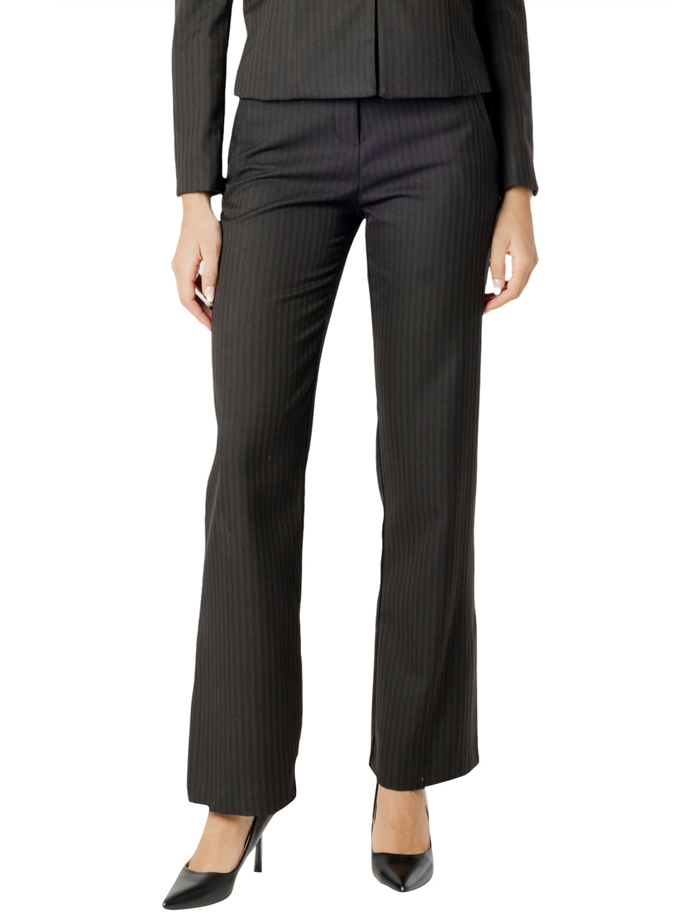 I AM Pantalone Donna Mod. 26670 ZAMPA GESSATO Nero