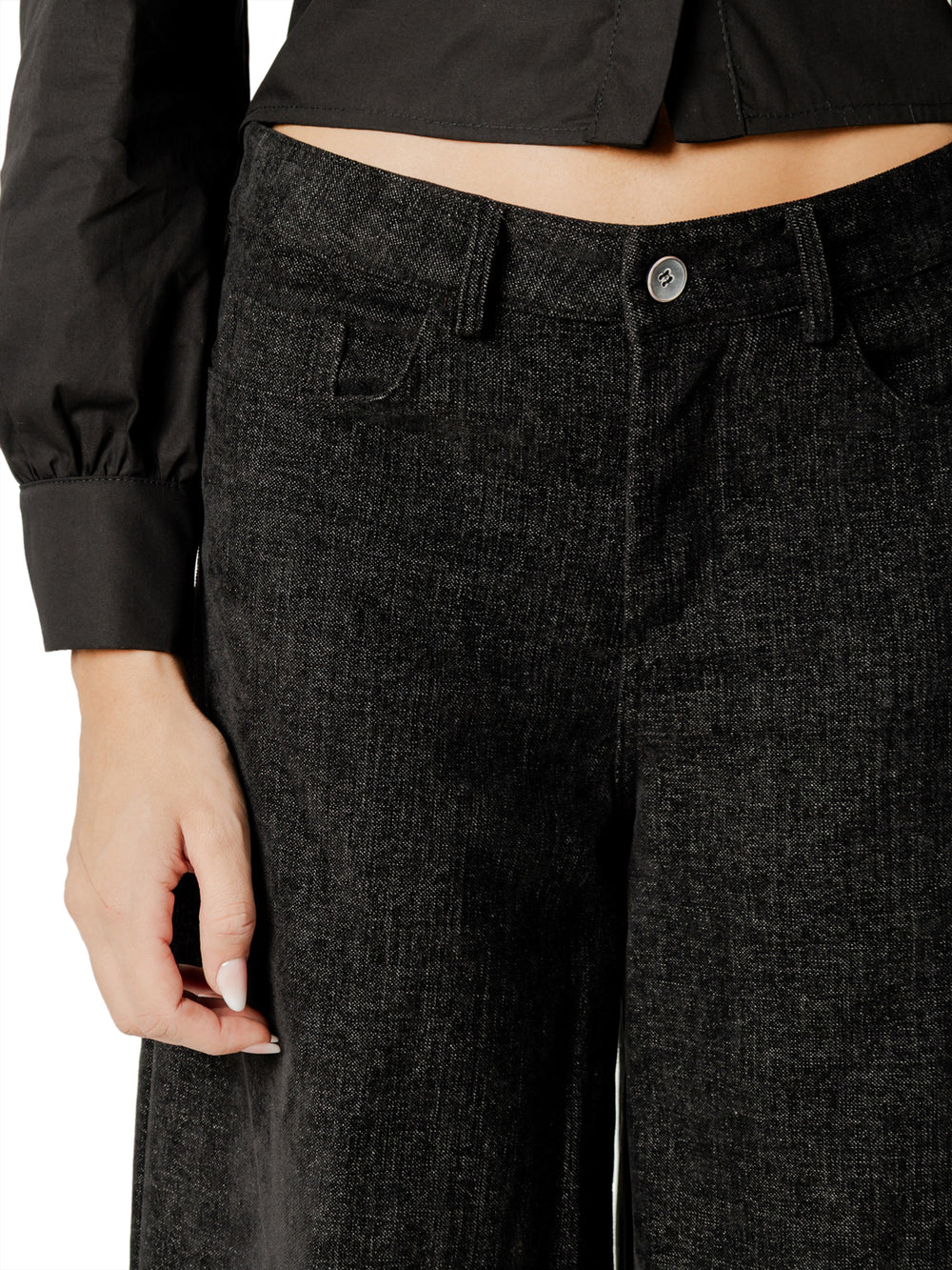 I AM Pantalone Donna Mod. 26728 VELLUTO NERO Nero