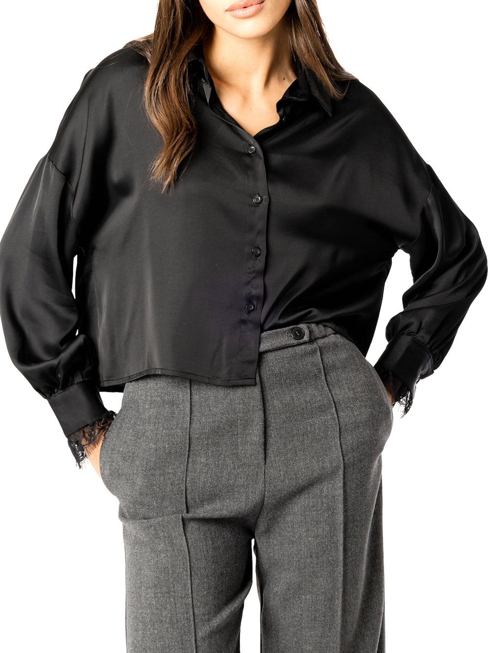 I AM Camicia m/l Donna Mod. L021 RASO NERO Nero