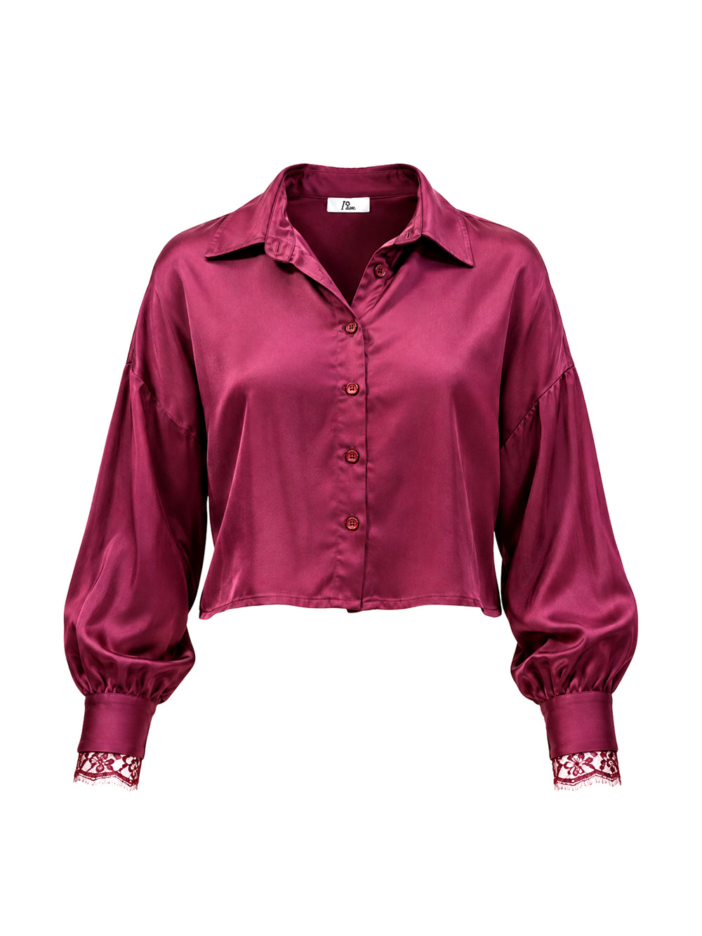I AM Camicia m/l Donna Mod. L021 RASO PRUGNA Prugna
