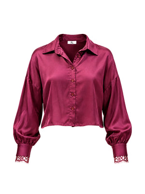 I AM Camicia m/l Donna Mod. L021 RASO PRUGNA Prugna