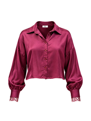 I AM Camicia m/l Donna Mod. L021 RASO PRUGNA Prugna