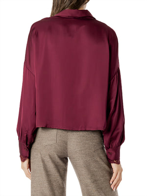 I AM Camicia m/l Donna Mod. L021 RASO PRUGNA Prugna